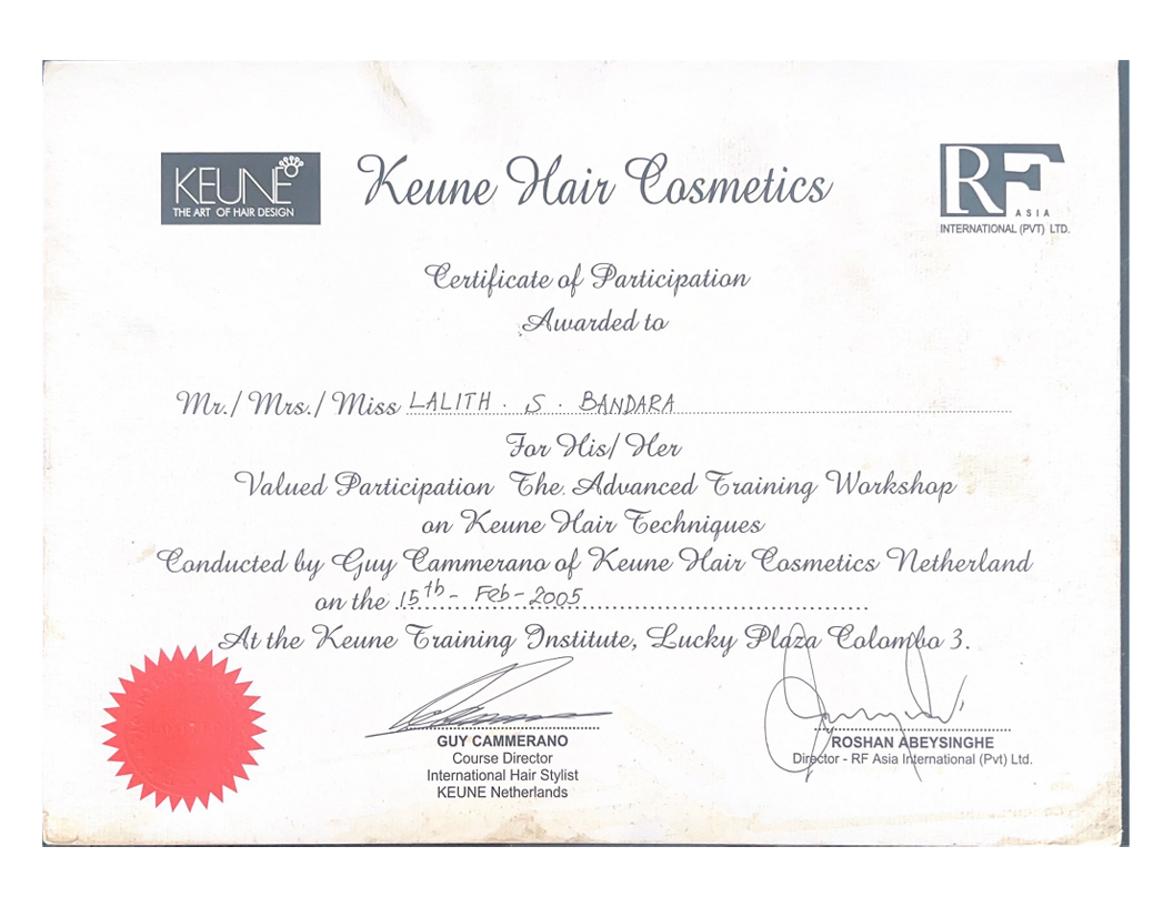 Keune Certificate